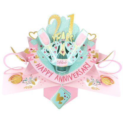 21st Wedding Anniversary Card Pop Up 3D Celebrating 21 Years Together
