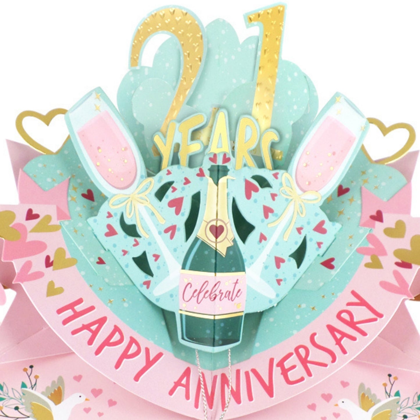 21st Wedding Anniversary Card Pop Up 3D Celebrating 21 Years Together