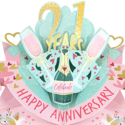 21st Wedding Anniversary Card Pop Up 3D Celebrating 21 Years Together