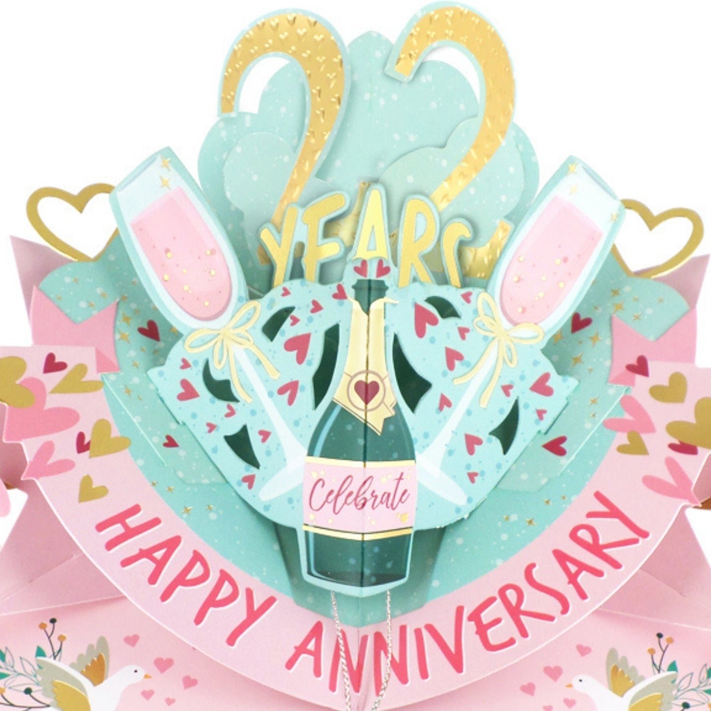 22nd Wedding Anniversary Card Pop Up 3D Celebrating 22 Years Together