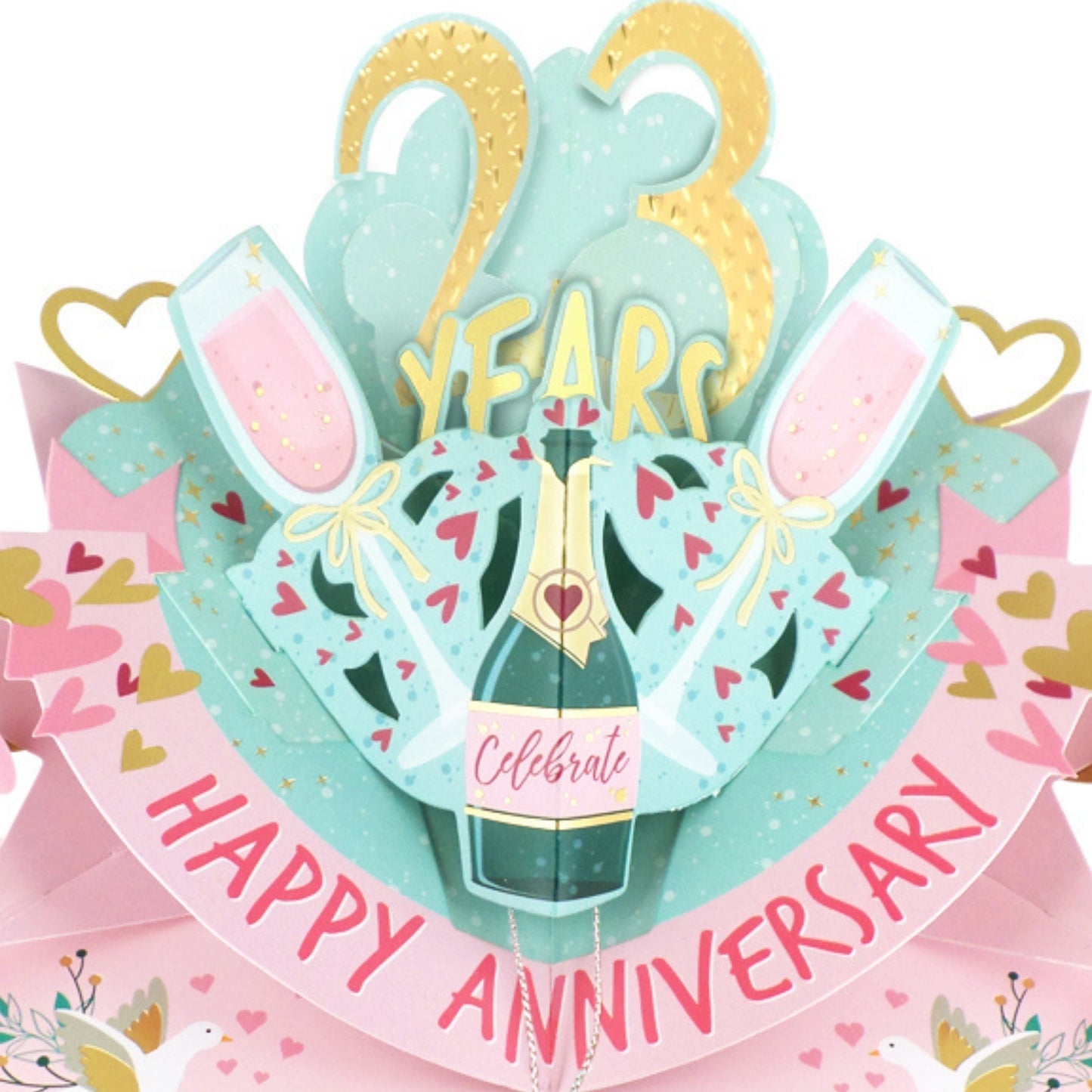 23rd Wedding Anniversary Card Pop Up 3D Celebrating 23 Years Together