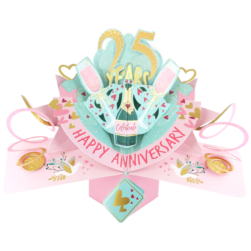 25th Wedding Anniversary Card Pop Up 3D Celebrating 25 Years Together