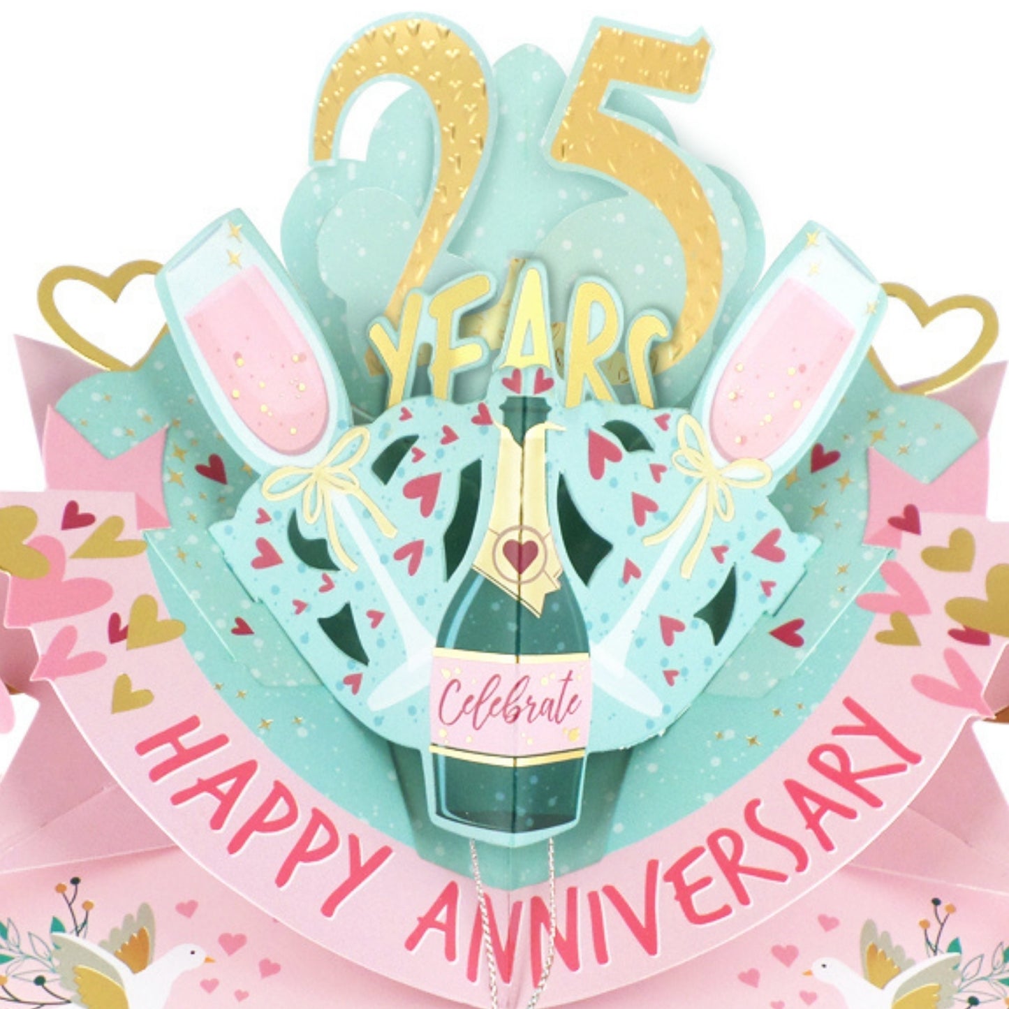 25th Wedding Anniversary Card Pop Up 3D Celebrating 25 Years Together
