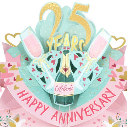 25th Wedding Anniversary Card Pop Up 3D Celebrating 25 Years Together
