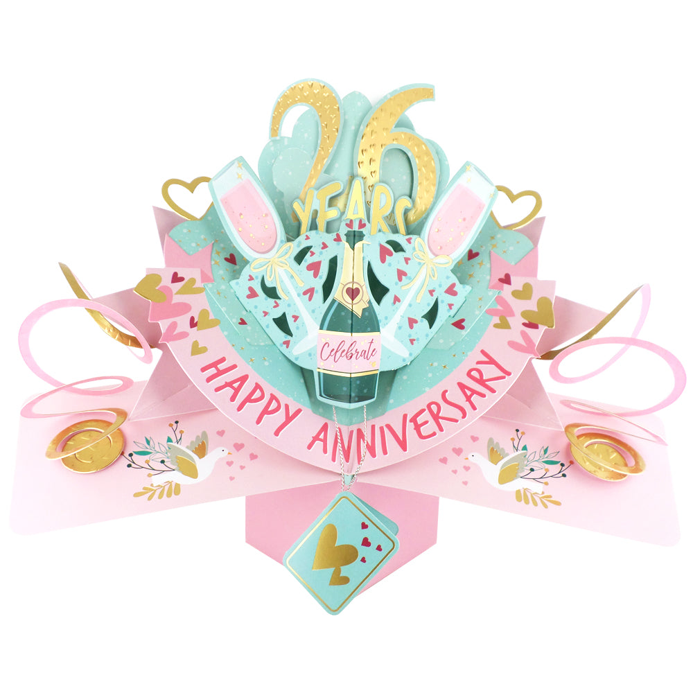26th Wedding Anniversary Card Pop Up 3D Celebrating 26 Years Together
