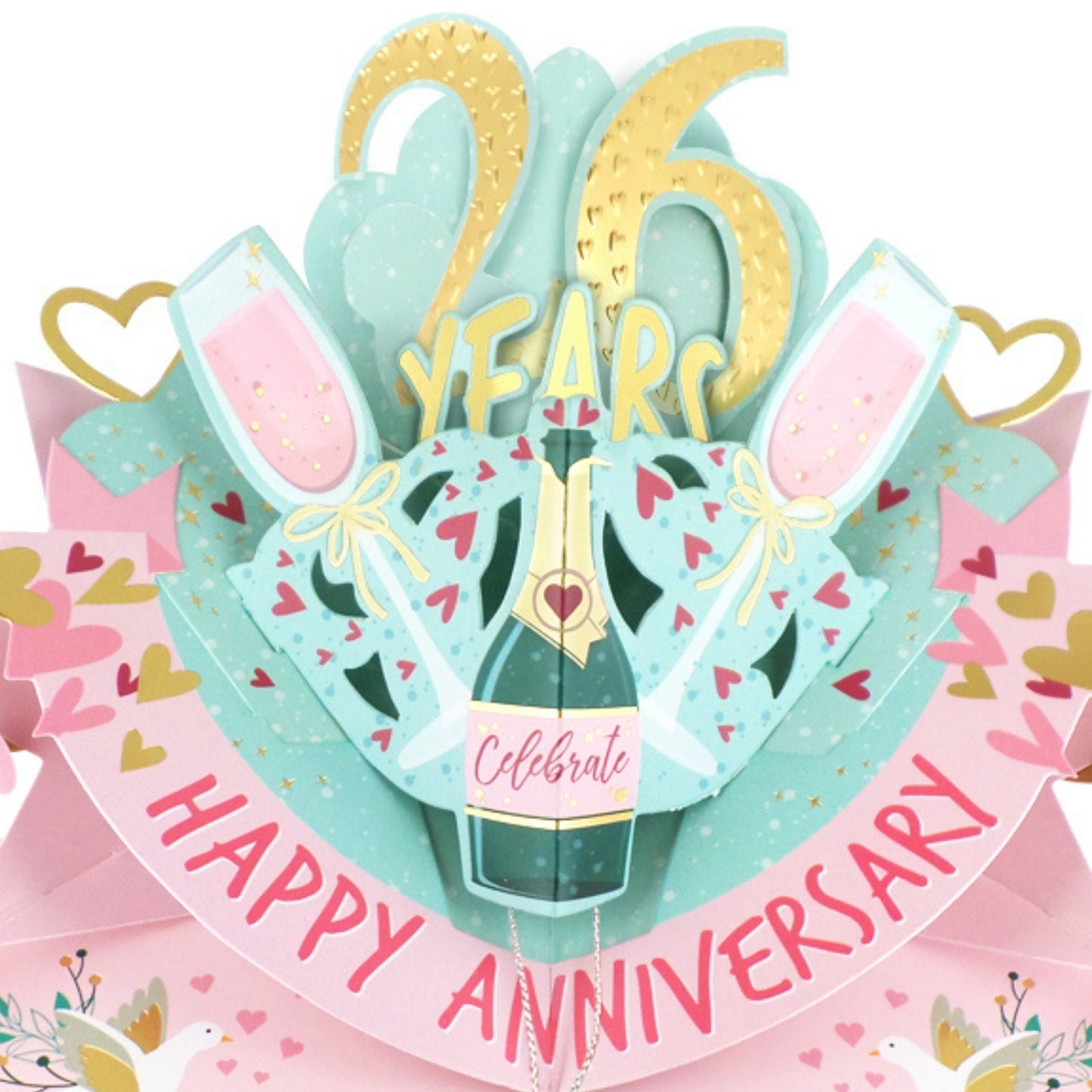 26th Wedding Anniversary Card Pop Up 3D Celebrating 26 Years Together