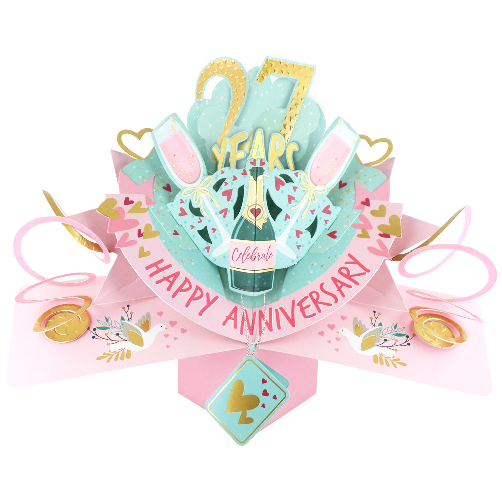 27th Wedding Anniversary Card Pop Up 3D Celebrating 27 Years Together