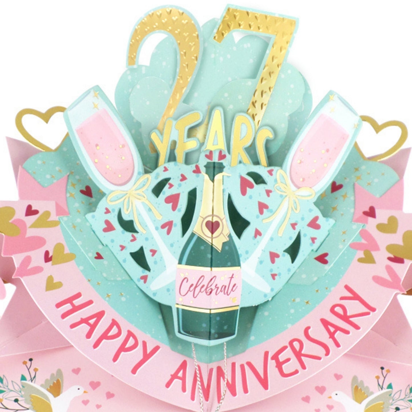 27th Wedding Anniversary Card Pop Up 3D Celebrating 27 Years Together
