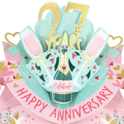 27th Wedding Anniversary Card Pop Up 3D Celebrating 27 Years Together