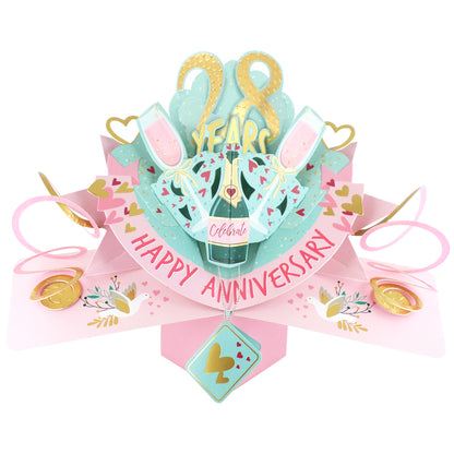 28th Wedding Anniversary Card Pop Up 3D Celebrating 28 Years Together