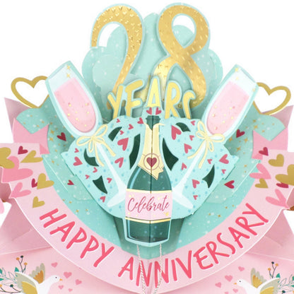 28th Wedding Anniversary Card Pop Up 3D Celebrating 28 Years Together