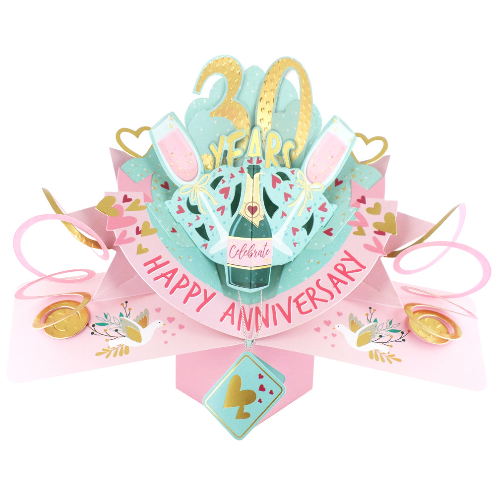 30th Wedding Anniversary Card Pop Up 3D Celebrating 30 Years Together