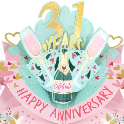 31st Wedding Anniversary Card Pop Up 3D Celebrating 31 Years Together