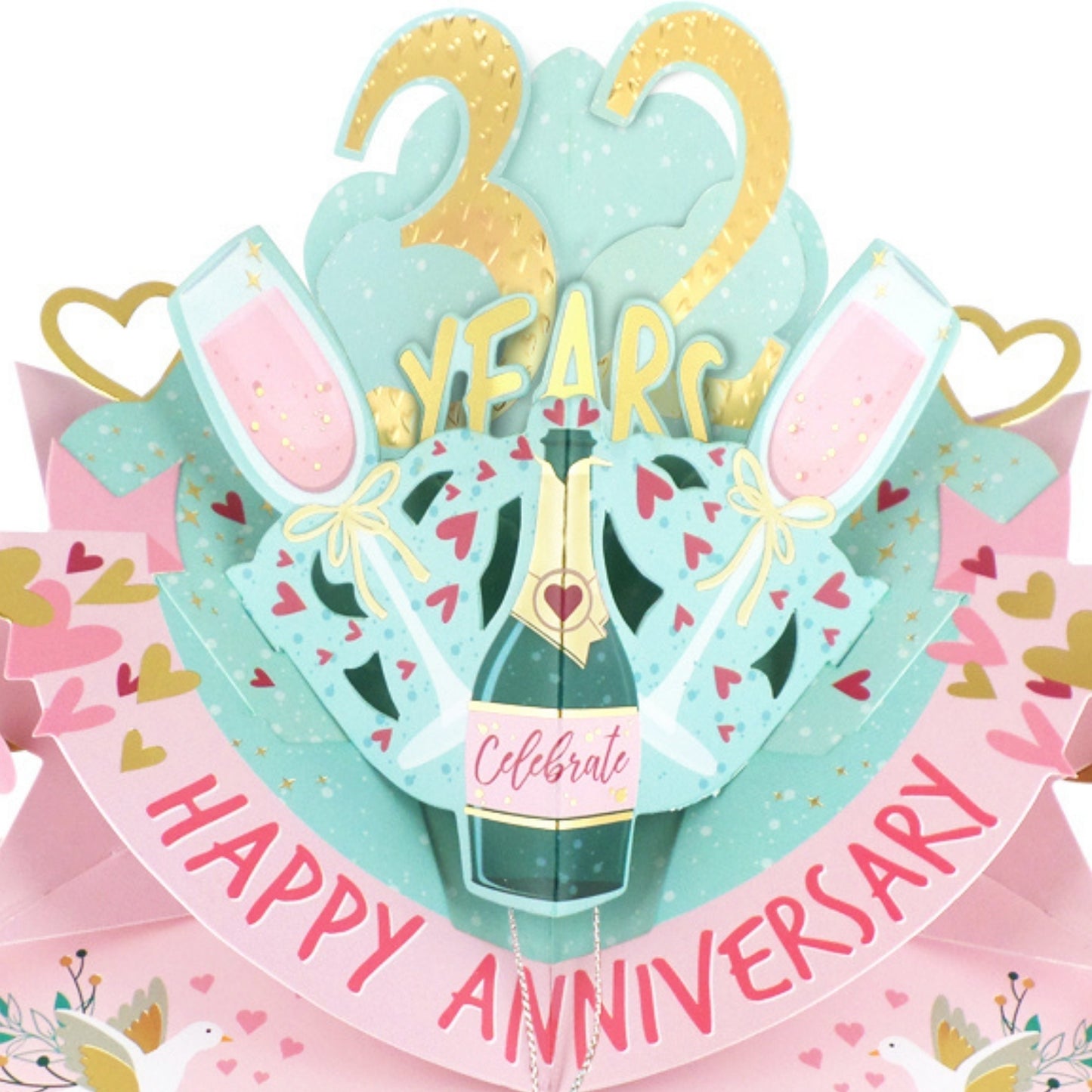 32nd Wedding Anniversary Card Pop Up 3D Celebrating 32 Years Together