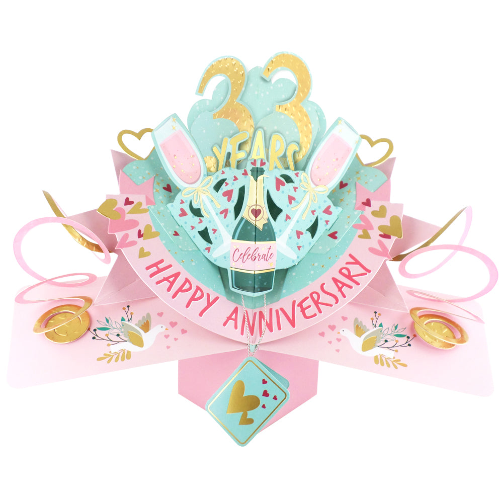 33rd Wedding Anniversary Card Pop Up 3D Celebrating 33 Years Together