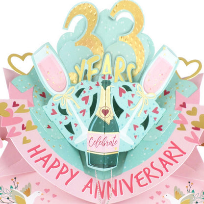 33rd Wedding Anniversary Card Pop Up 3D Celebrating 33 Years Together