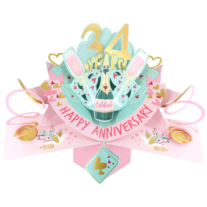 34th Wedding Anniversary Card Pop Up 3D Celebrating 34 Years Together