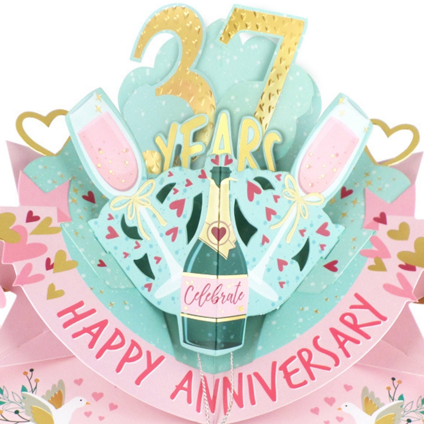 37th Wedding Anniversary Card Pop Up 3D Celebrating 37 Years Together