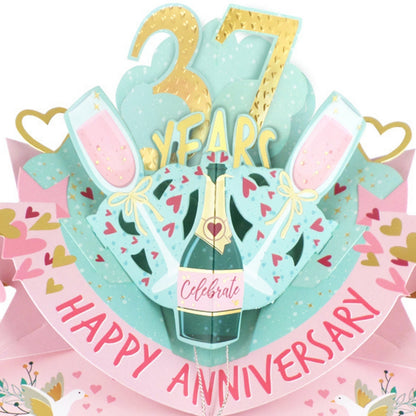 37th Wedding Anniversary Card Pop Up 3D Celebrating 37 Years Together