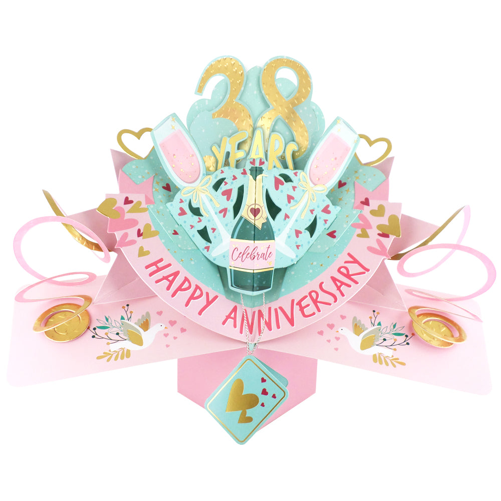 38th Wedding Anniversary Card Pop Up 3D Celebrating 38 Years Together