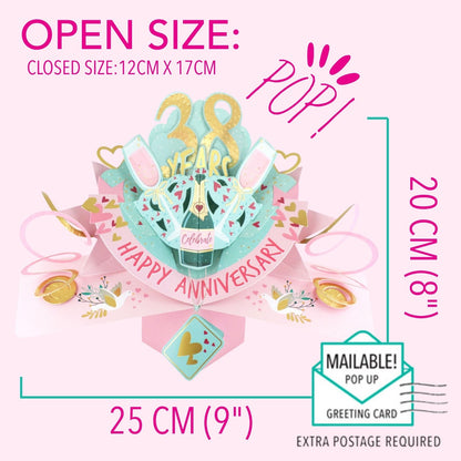 38th Wedding Anniversary Card Pop Up 3D Celebrating 38 Years Together