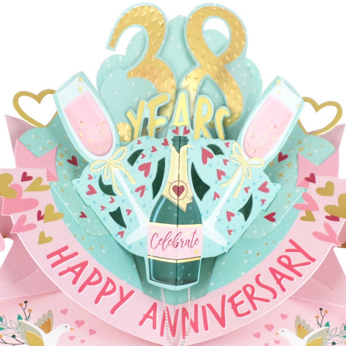 38th Wedding Anniversary Card Pop Up 3D Celebrating 38 Years Together