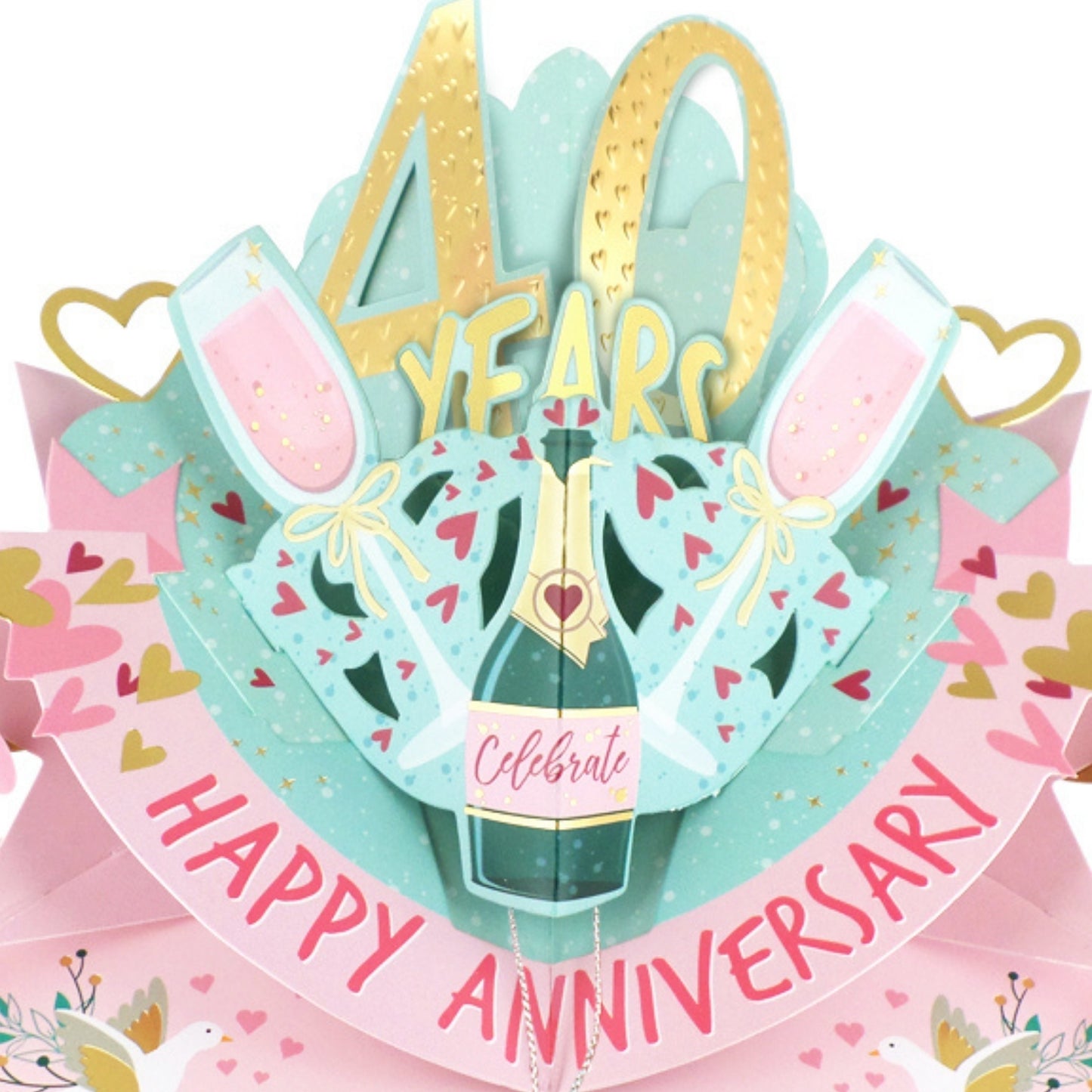 40th Wedding Anniversary Card Pop Up 3D Celebrating 40 Years Together