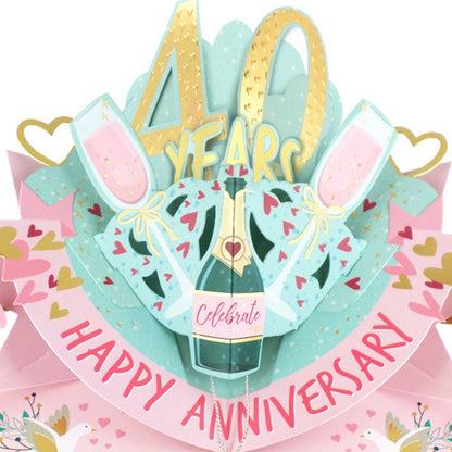 40th Wedding Anniversary Card Pop Up 3D Celebrating 40 Years Together