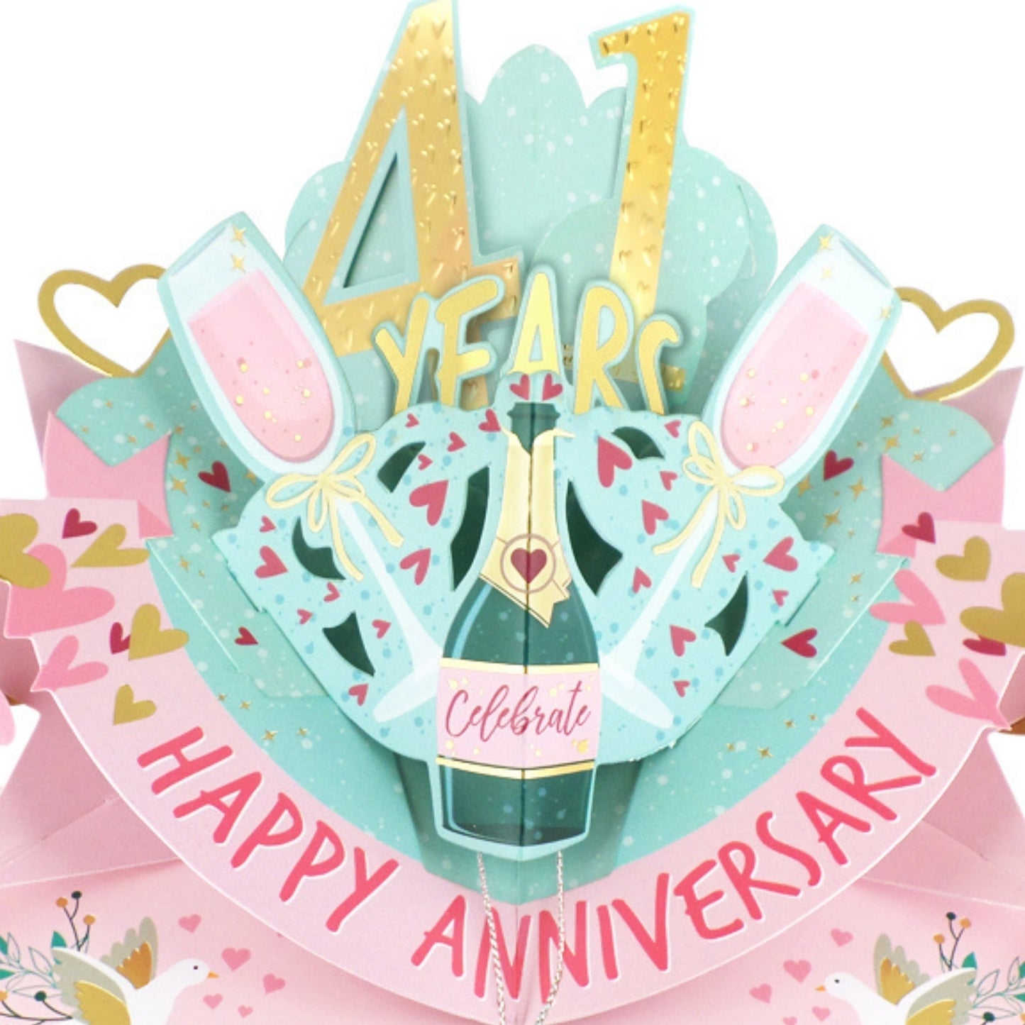 41st Wedding Anniversary Card Pop Up 3D Celebrating 41 Years Together