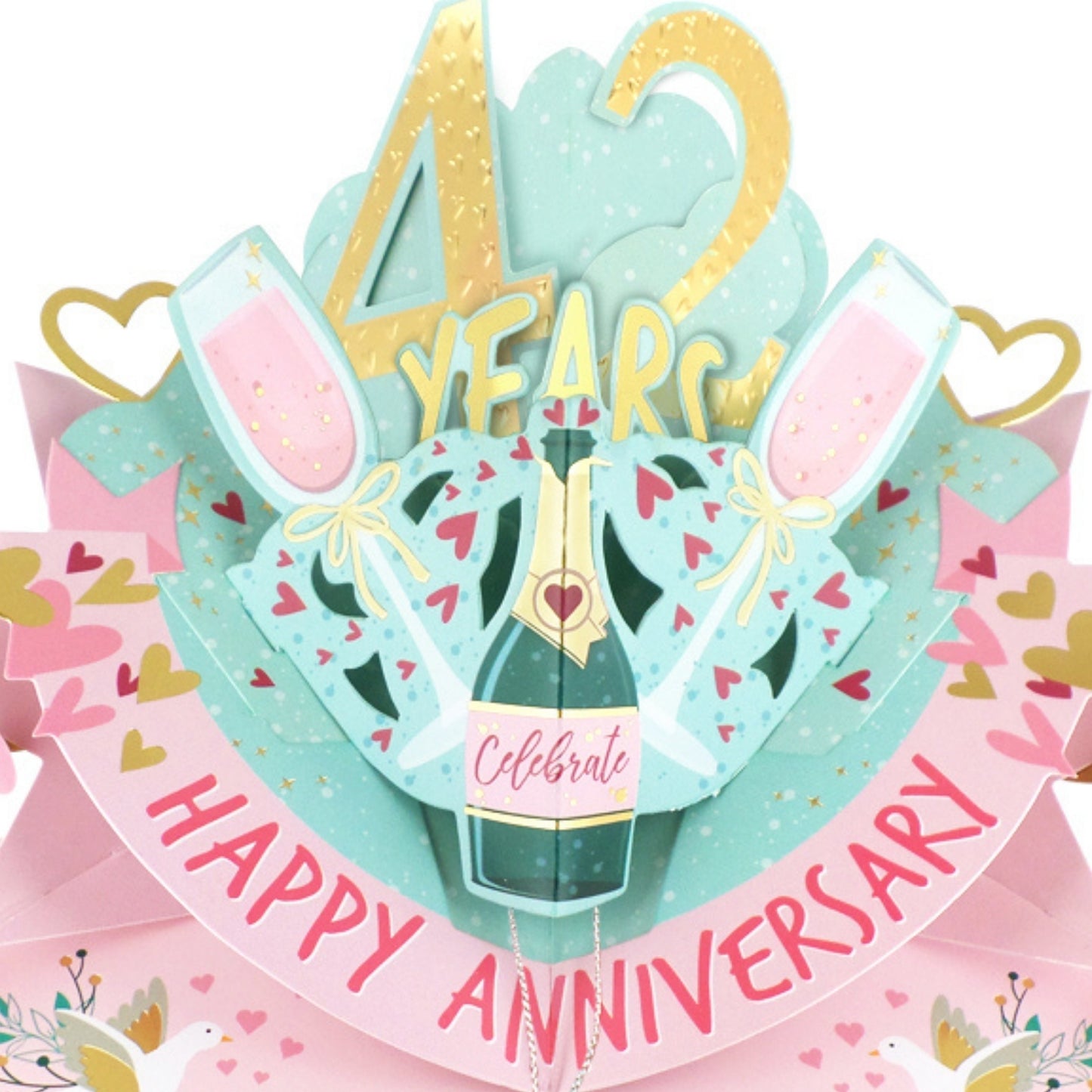 42nd Wedding Anniversary Card Pop Up 3D Celebrating 42 Years Together