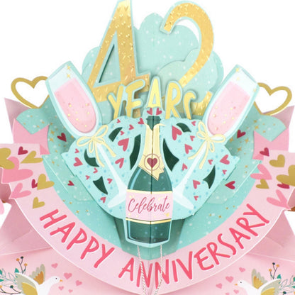 42nd Wedding Anniversary Card Pop Up 3D Celebrating 42 Years Together