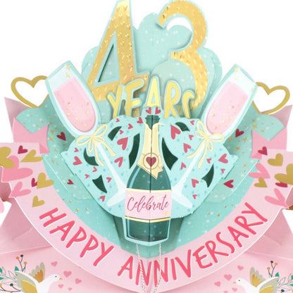43rd Wedding Anniversary Card Pop Up 3D Celebrating 43 Years Together