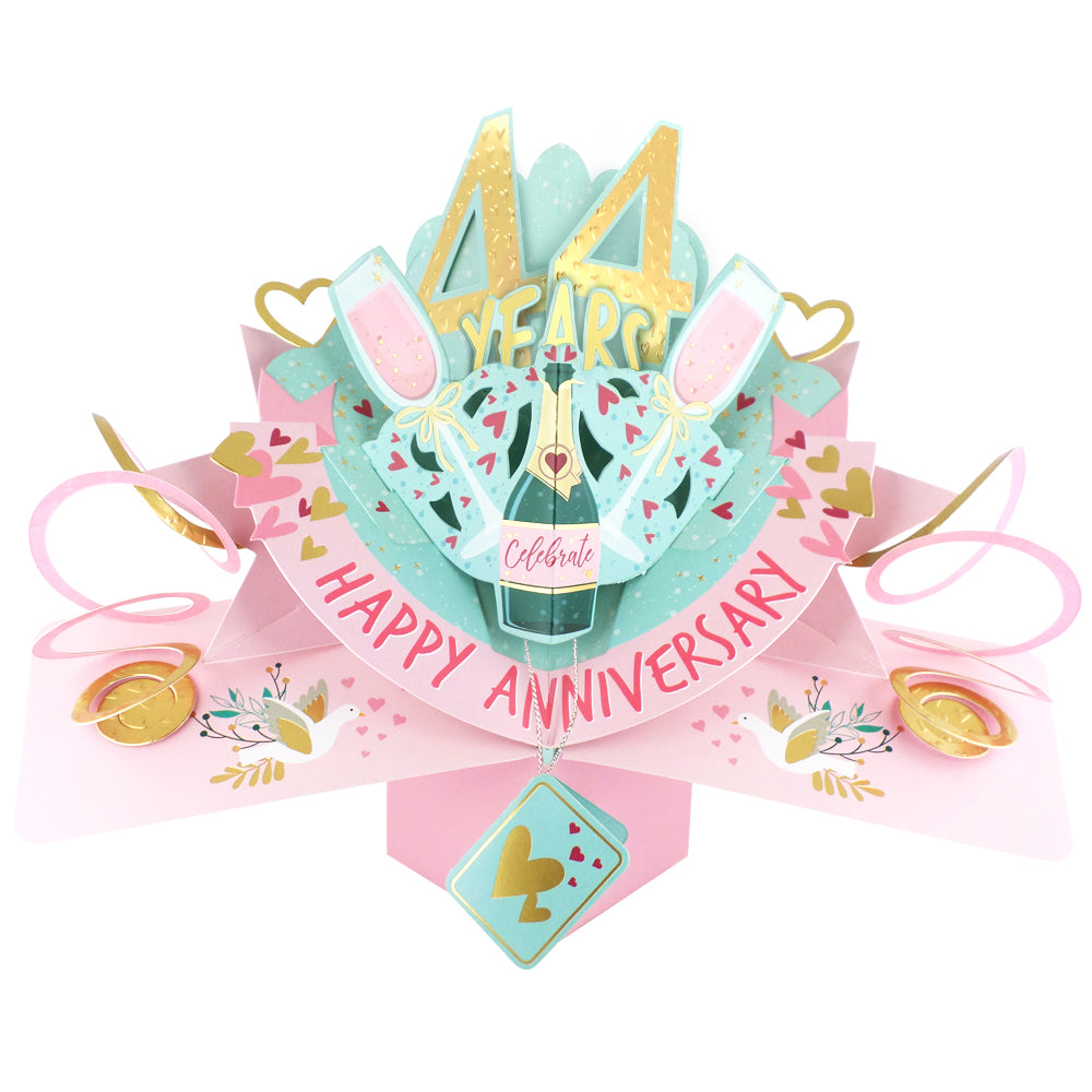 44th Wedding Anniversary Card Pop Up 3D Celebrating 44 Years Together
