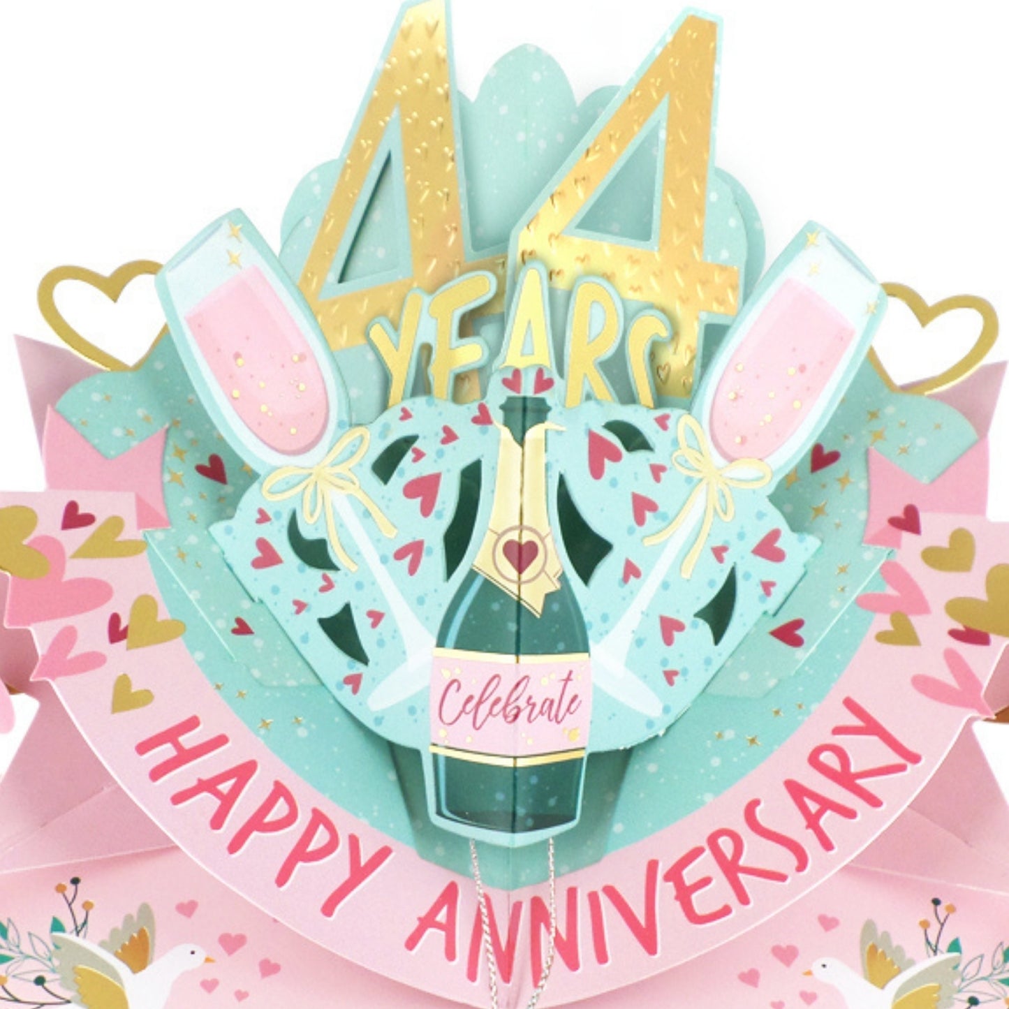 44th Wedding Anniversary Card Pop Up 3D Celebrating 44 Years Together