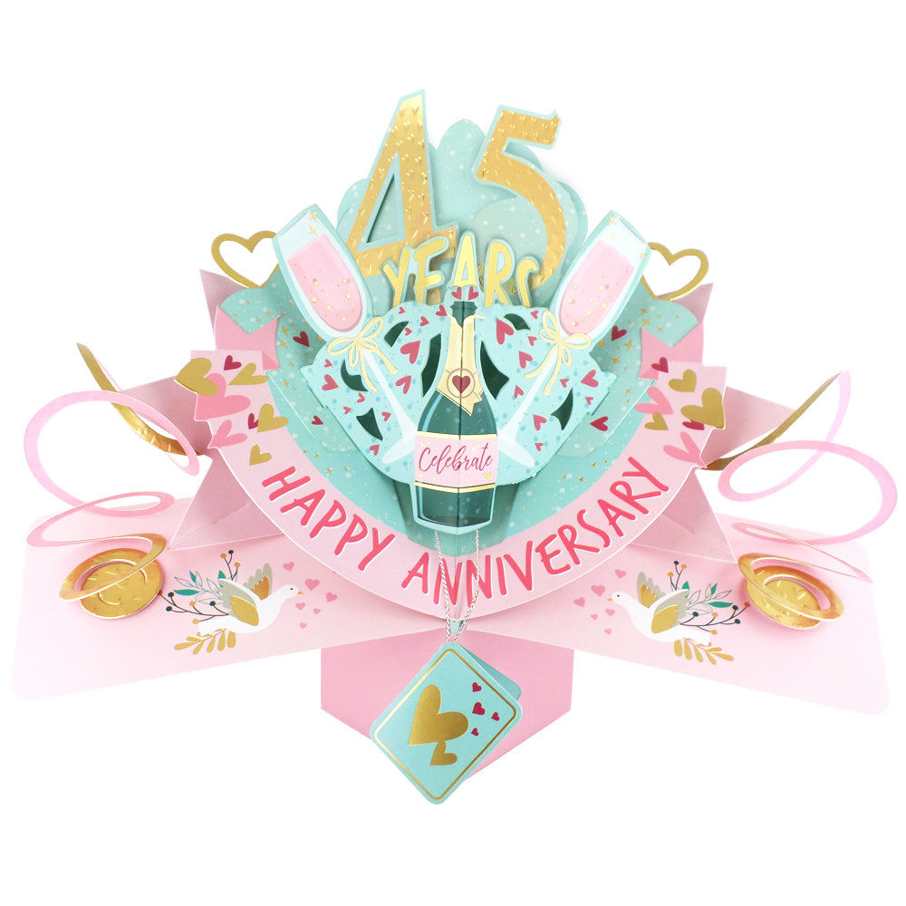 45th Wedding Anniversary Card Pop Up 3D Celebrating 45 Years Together