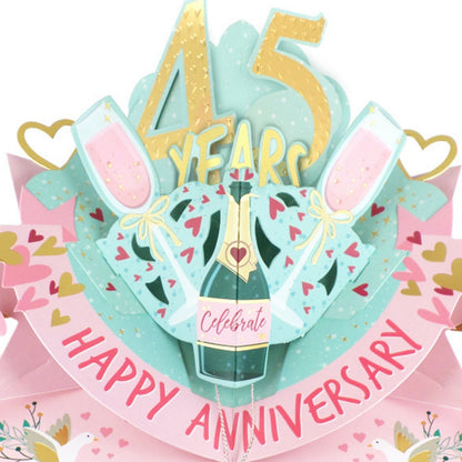 45th Wedding Anniversary Card Pop Up 3D Celebrating 45 Years Together