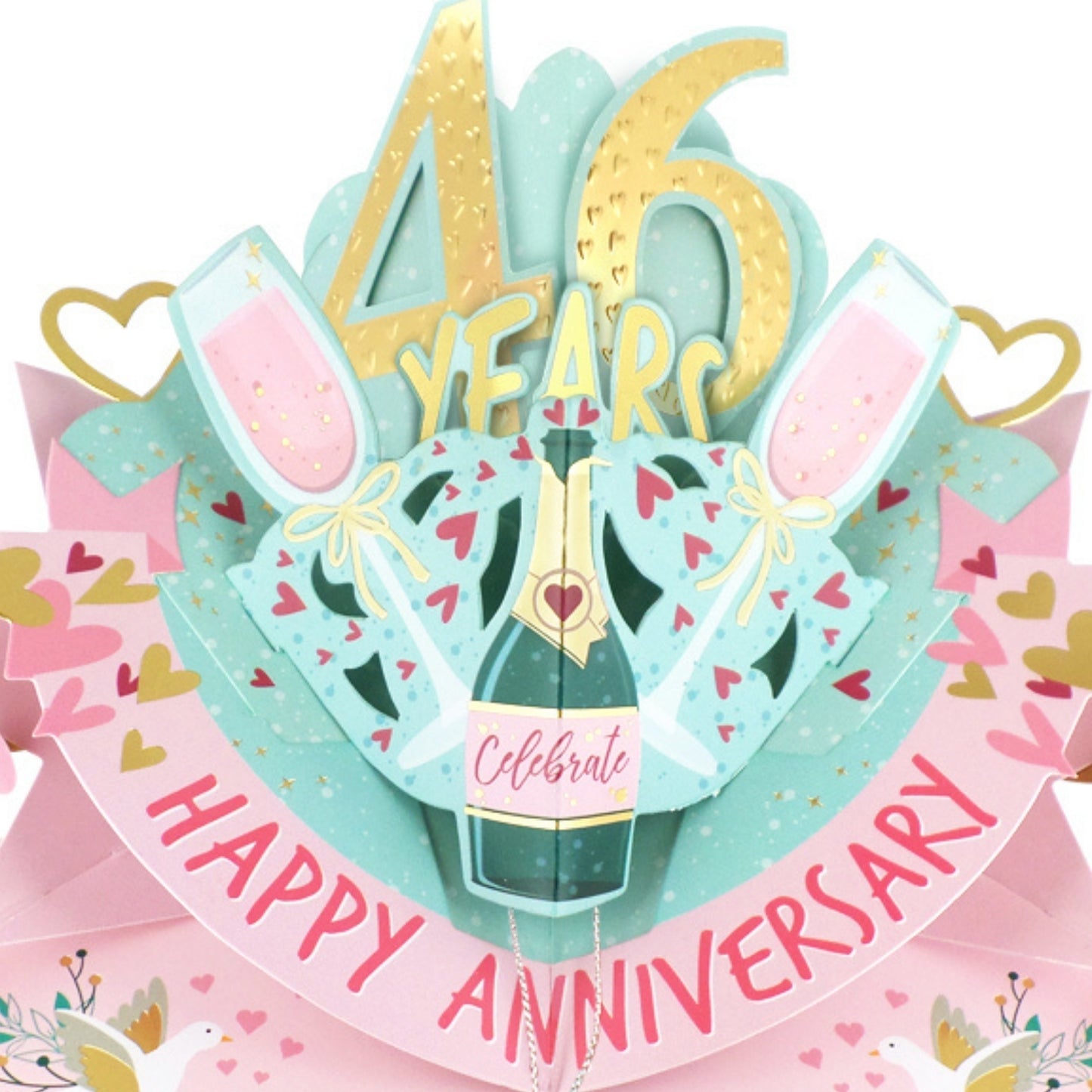 46th Wedding Anniversary Card Pop Up 3D Celebrating 46 Years Together