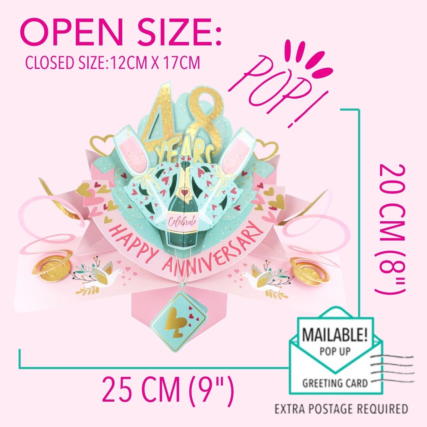 48th Wedding Anniversary Card Pop Up 3D Celebrating 48 Years Together