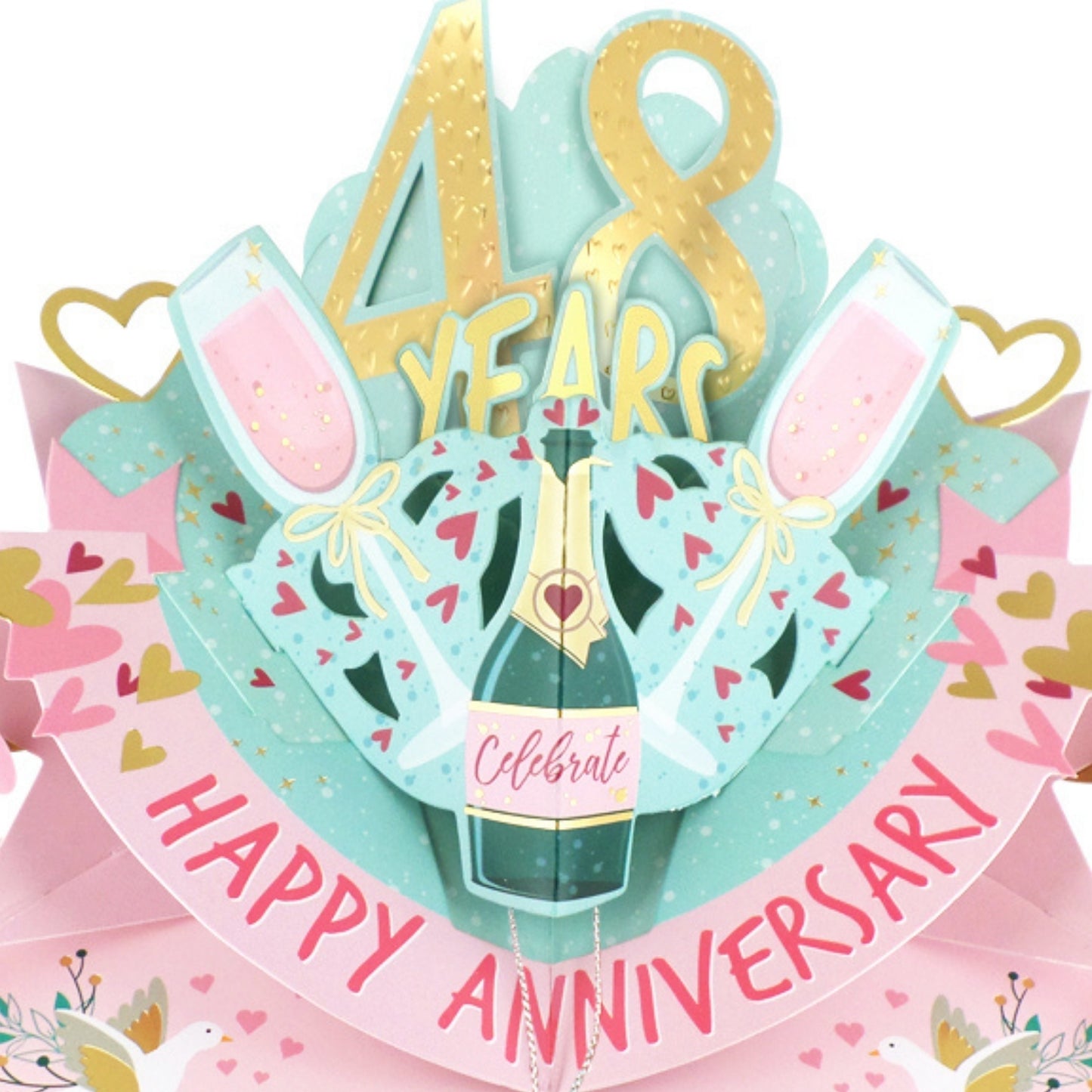 48th Wedding Anniversary Card Pop Up 3D Celebrating 48 Years Together