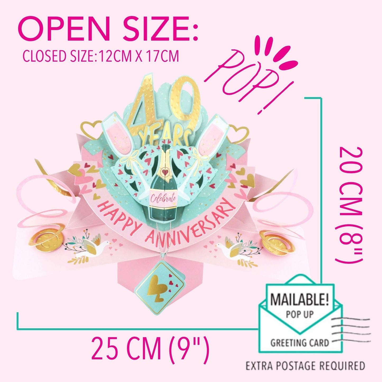 49th Wedding Anniversary Card Pop Up 3D Celebrating 49 Years Together