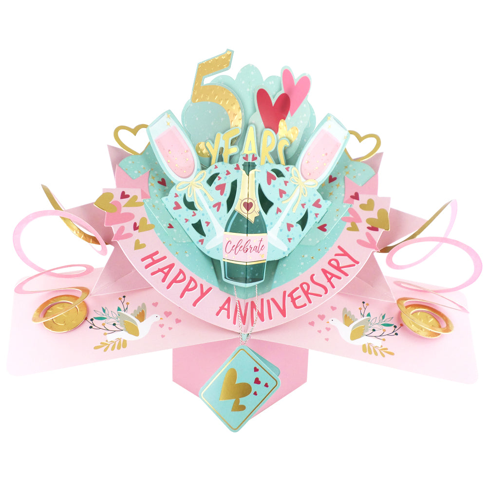 5th Wedding Anniversary Card Pop Up 3D Celebrating 5 Years Together