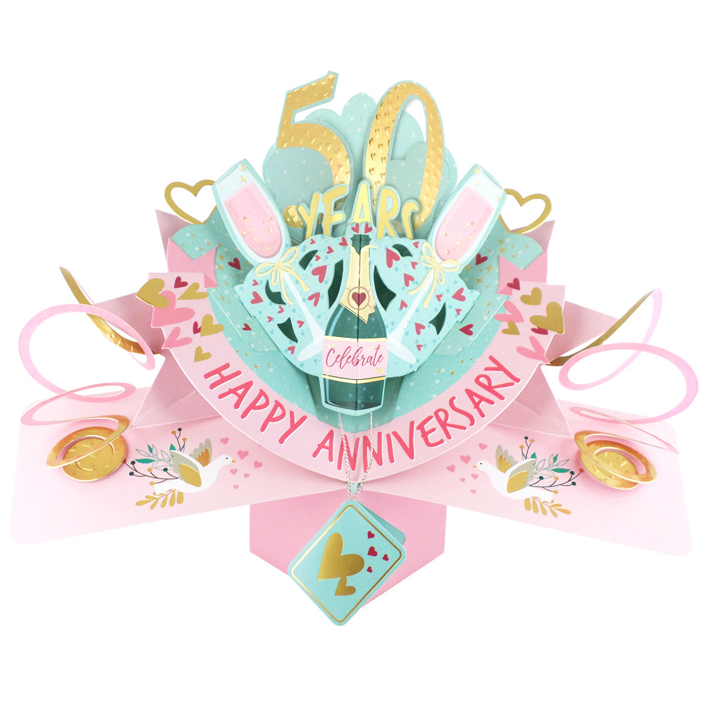 50th Wedding Anniversary Card Pop Up 3D Celebrating 50 Years Together
