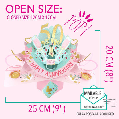 50th Wedding Anniversary Card Pop Up 3D Celebrating 50 Years Together