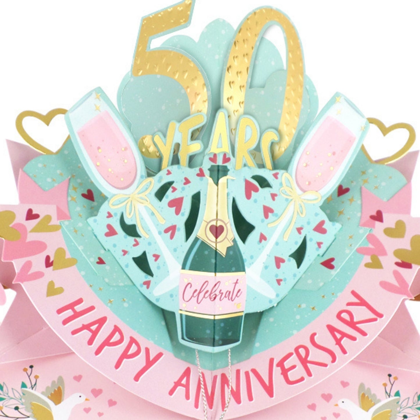 50th Wedding Anniversary Card Pop Up 3D Celebrating 50 Years Together