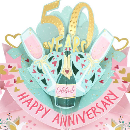 50th Wedding Anniversary Card Pop Up 3D Celebrating 50 Years Together