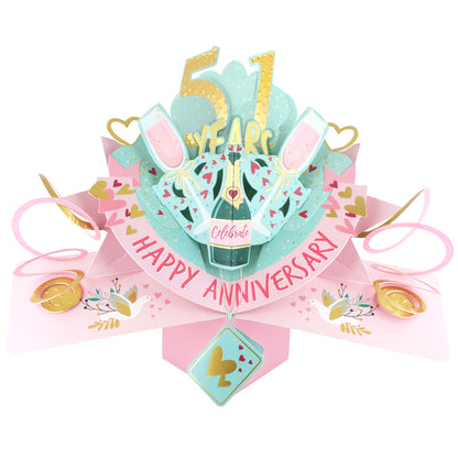 51st Wedding Anniversary Card Pop Up 3D Celebrating 51 Years Together