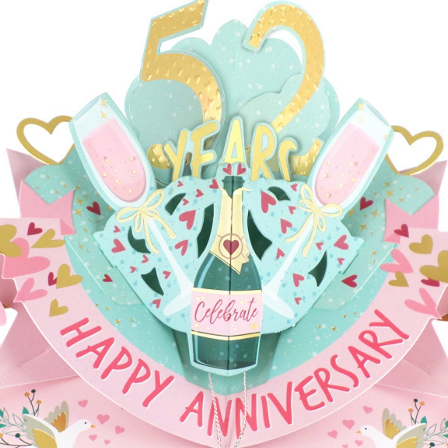 52nd Wedding Anniversary Card Pop Up 3D Celebrating 52 Years Together