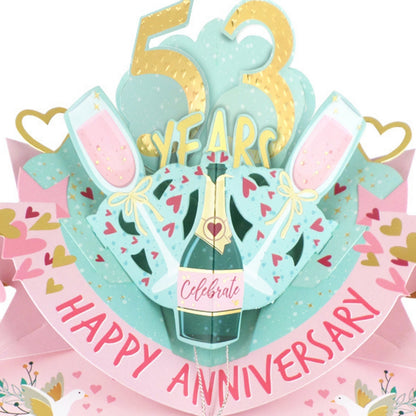 53rd Wedding Anniversary Card Pop Up 3D Celebrating 53 Years Together