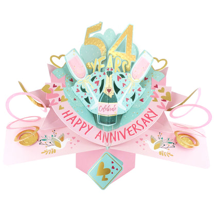54th Wedding Anniversary Card Pop Up 3D Celebrating 54 Years Together