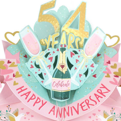 54th Wedding Anniversary Card Pop Up 3D Celebrating 54 Years Together